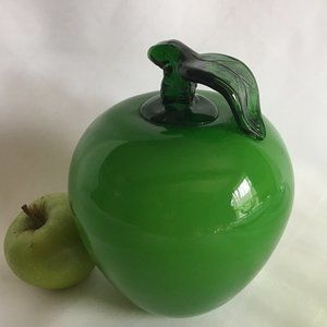 Vintage Blown Glass Bright Green Apple